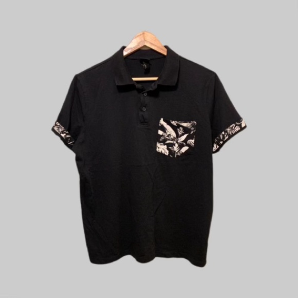 H&M’s Men Polo Shirt, Medium, Black and Cream, Cool Fabric, Good Condition.